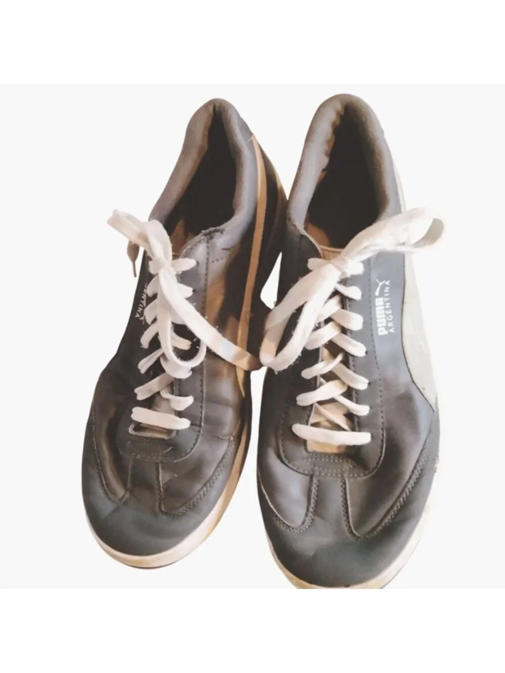 Puma Argentina Vintage Soccer Shoes Lace Up Style Gray White Mens Size 9.5